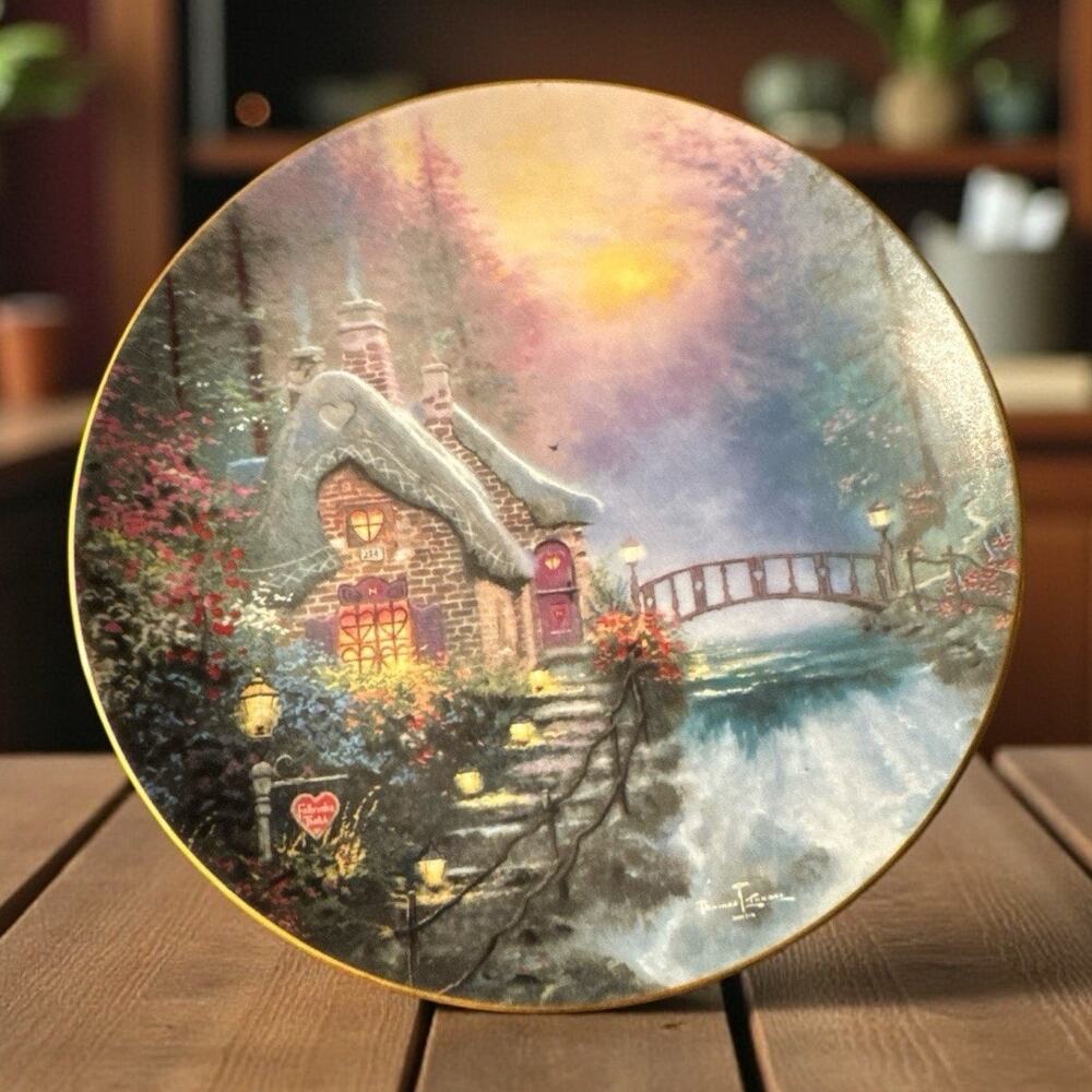 Thomas Kinkade Falbrooke Cottage 8" Enchanted Cottages Collectors Plate